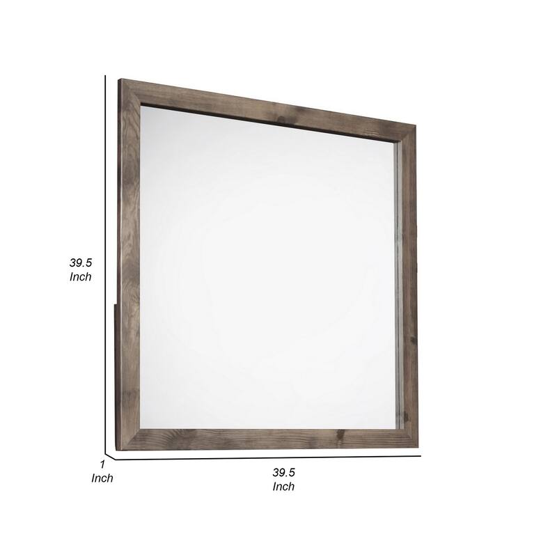 Ent 40 x 40 Dresser Mirror, Tempered Glass, Rectangular Frame, Greige
