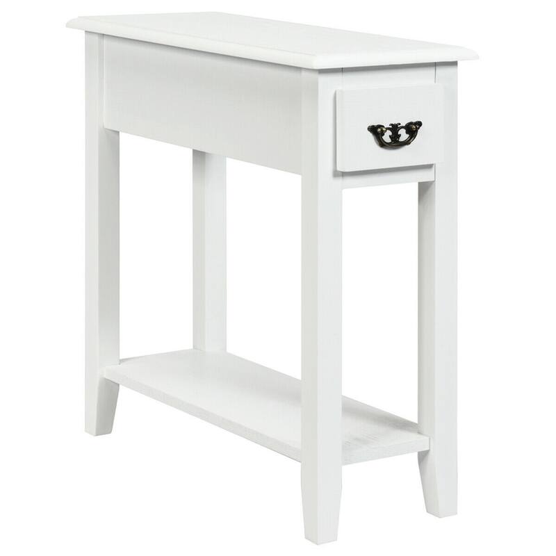 Gymax Set of 2 Nightstand 2 Tier End Bedside Sofa Side Table w/Drawer