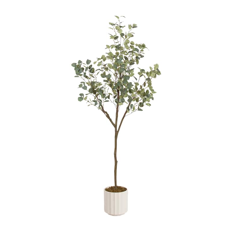 Kate and Laurel Eudora Faux Eucalyptus Tree - 6ft - White