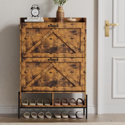 Shoe Cabinet with 2 Flip Drawers - 2 Flip Drawers