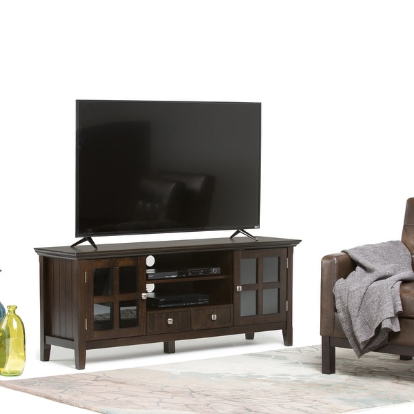 WYNDENHALL Normandy SOLID WOOD 60 inch Wide Rustic TV Media Stand For TVs up to 65 inches - 60'' x 16.5'' x 24. Opens flyout.