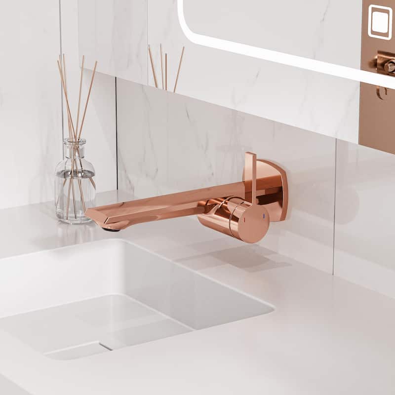 Modland Wall Mount Single Hole Bathroom Faucet with Valve Single Handle And Hot/Cold Indicator