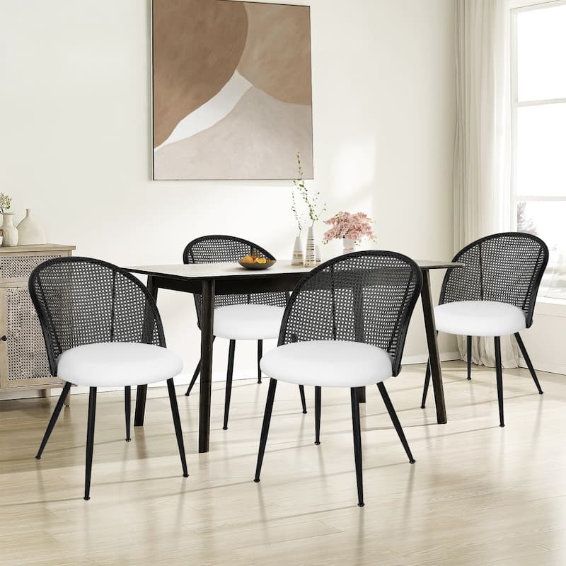Modern Upholstered Rattan Dining Chairs Set of 2/4