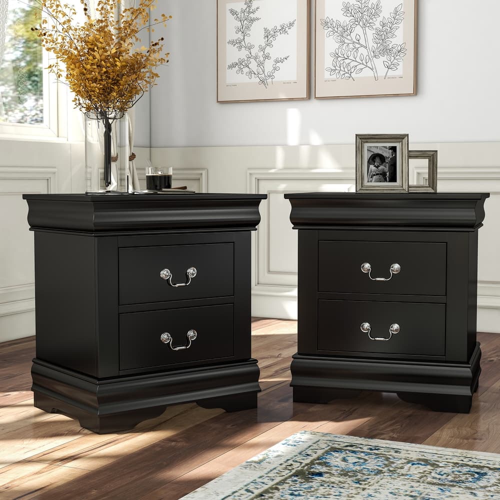 Furniture of America Mayday Traditional Solid Wood 2-Drawer Nightstand, Set of 2