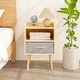 preview thumbnail 2 of 9, Nightstand With Collapsible Fabric Drawer, 2-Tier Storage End Table, Wood Side Table with Storage Cabinet for Bedroom