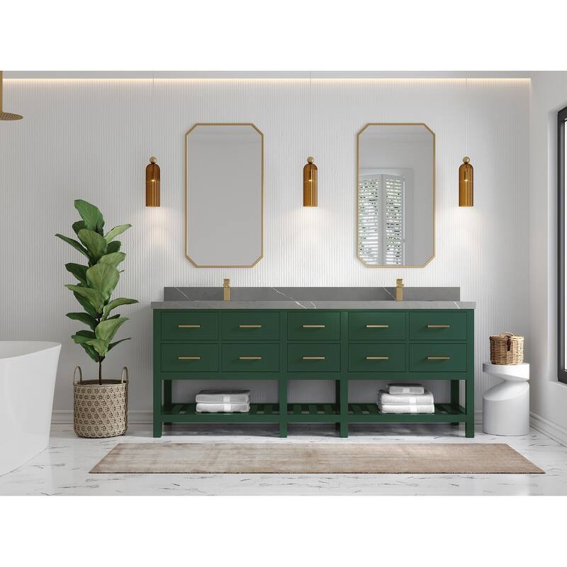 Willow Collections 84 in. W x 22 in. D Parker Double Sink Bathroom vanity with Regular Countertop