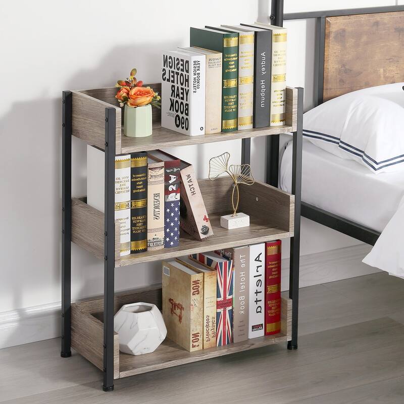 Javlergo Set of 2 Small Bookshelf, 3-Tier Open Bookcase Storage Display Shelves