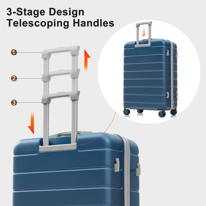 3 Piece Premium ABS Hardside Luggage Set w/Spinner Wheels and TSA Lock