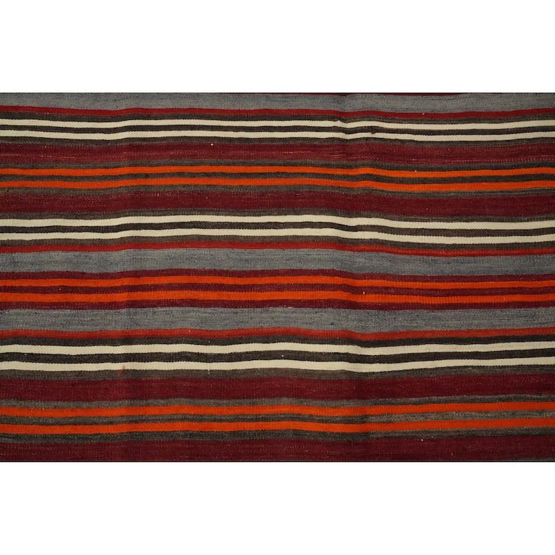 Hand Woven Oriental 100% Wool Carpet Southwestern Geometric Multi-Colored Kilim Area Rug - 11' 0'' X 5' 0''