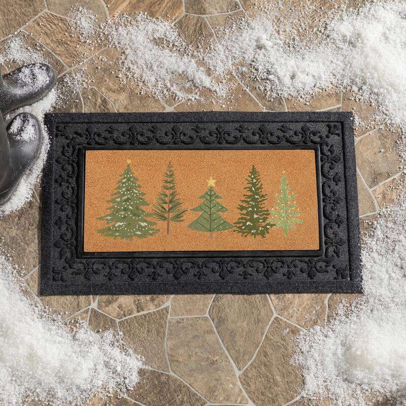 Christmas Trees Flocked Coir Sassafras Mat - 22" x 10"