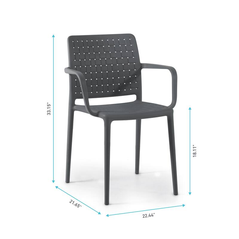 WRGHOME Modern Stacking Patio Dining Armchair Indoor/Outdoor (Set of 2) - 33.15'' H X 22.44'' W X 21.65'' D