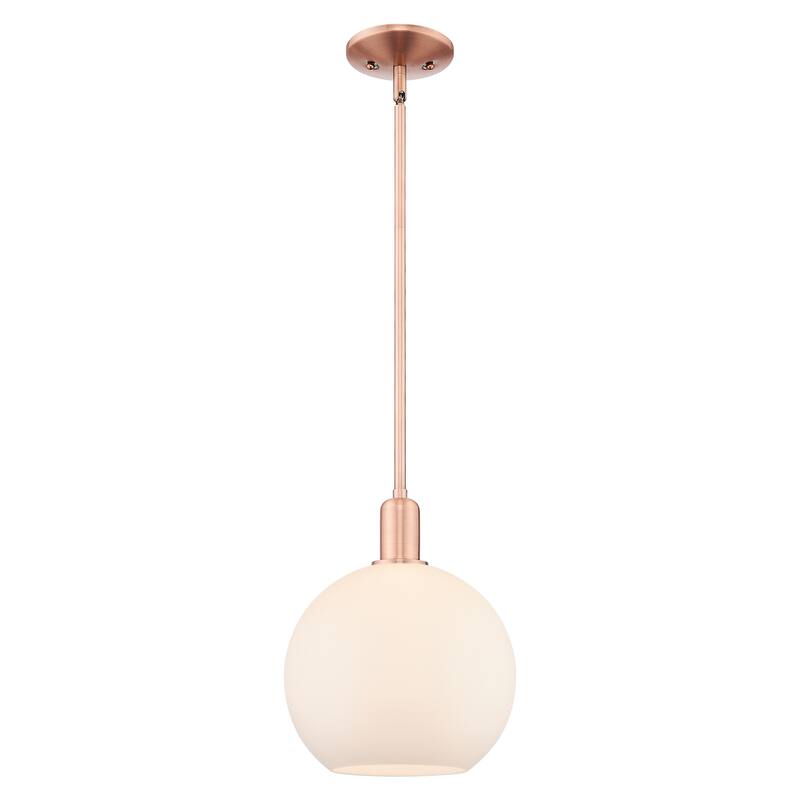 Innovations Lighting Endless Possibilities Arcadia - Athens - 1 Light 10" Stem Hung Mini Pendant - Antique Copper/Matte White