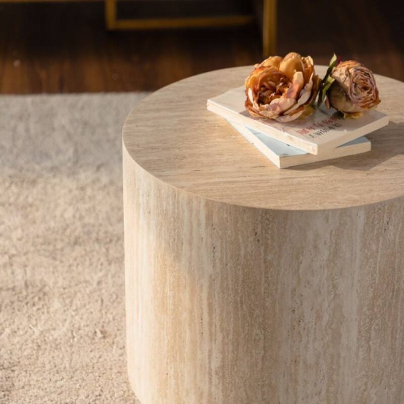 Set of 2 Round Wooden Nesting Coffee Tables - Modern Small Space Solution