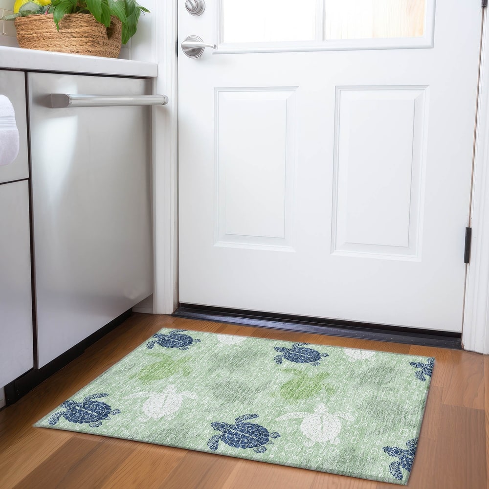 Premium Washable Super Soft Coastal Turtles Mayfield Rug