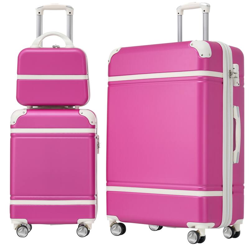 Lightweight 3-Piece Hardshell Luggage Set with TSA Lock, 20" + 28" Luggage & Cosmetic Case