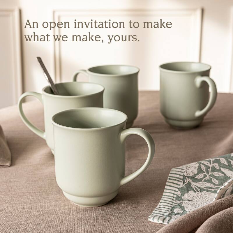 over&back Rimmed 16oz Semi-Matte Stoneware Mugs, Set of 4
