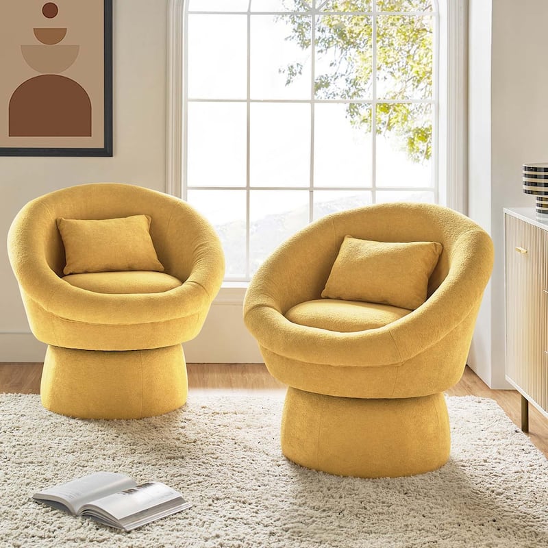 Patti Modern Upholstered Swivel Barrel Chair Set by HULALA HOME