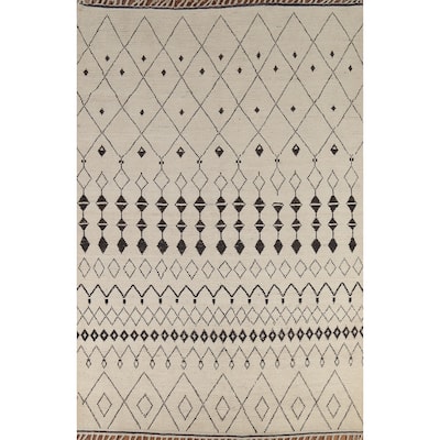 Trellis Moroccan Area Rug Hand-Knotted Wool Carpet - 7'11"x 10'9"