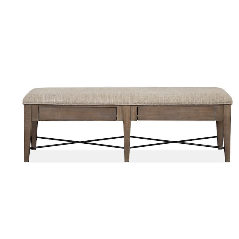 Magnussen Home Paxton Place Dovetail Grey Upholstered Bench - 58''W x 17''D x 19''H