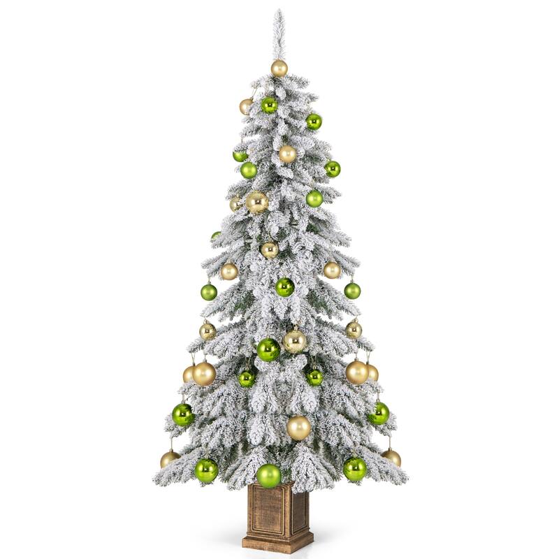 Gymax 6 ft Artificial Xmas Tree Hinged Christmas Tree w/ 589 Flocked - See Details