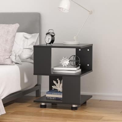 Tatami Magic Cube Nightstands with Classic Modern 2-Tier Rectangle Hollow Design