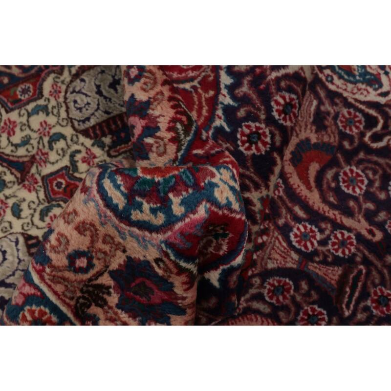 Hand Knotted Oriental 100% Wool Carpet Traditional Floral Navy Blue & Blues Kashmar Area Rug - 12' 10'' X 9' 4''