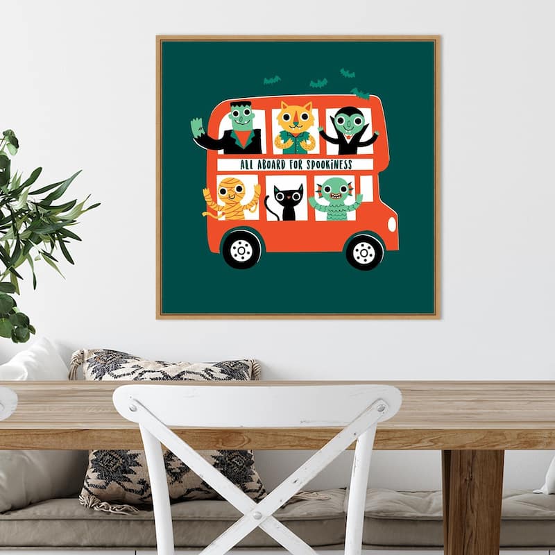 Amanti Art Spooky Bus Framed Canvas Wall Art