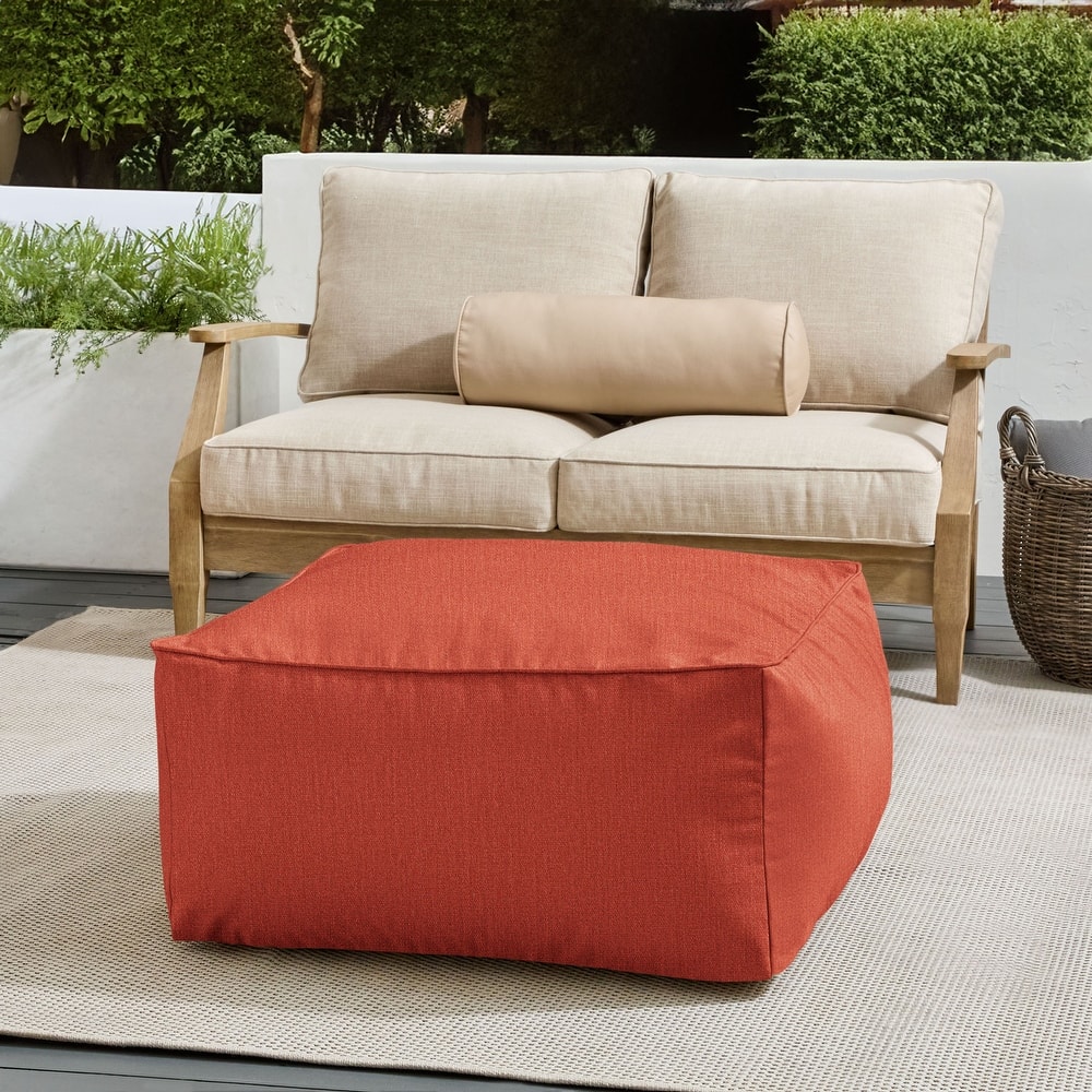 Sorra Home Sunbrella Outdoor Corded Solid Bean Pouf