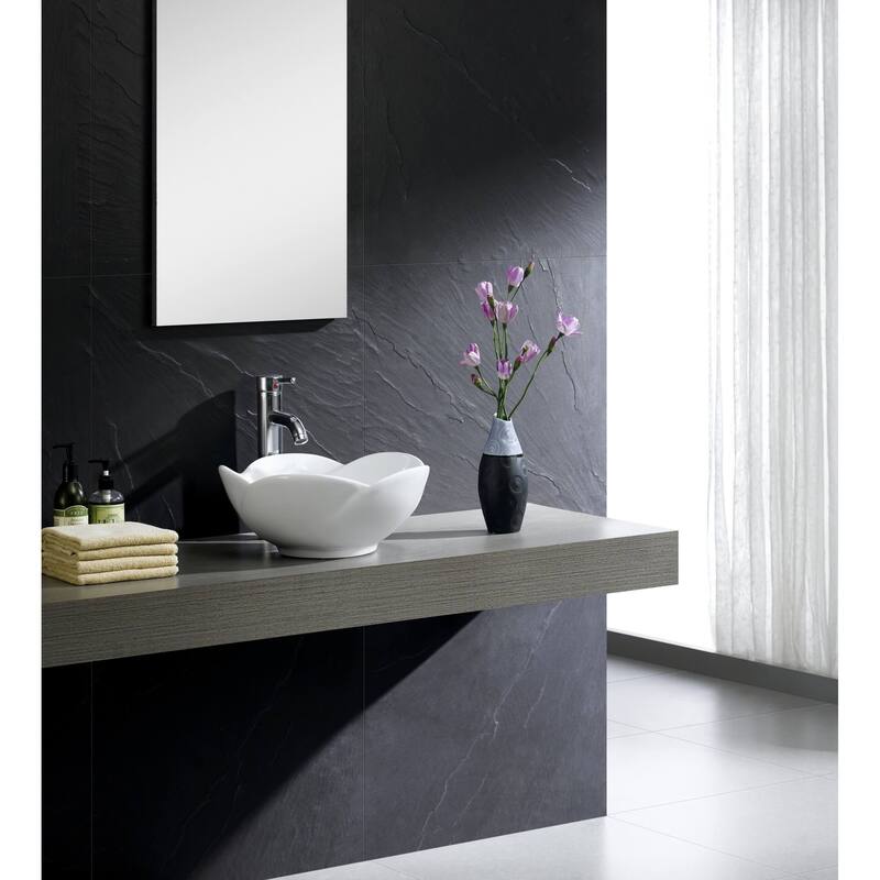 Fine Fixtures White Ceramic Chinaware 15.5-inch Vessel Sink