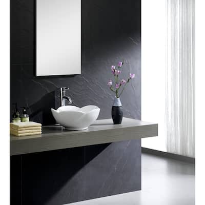 Fine Fixtures White Ceramic Chinaware 15.5-inch Vessel Sink