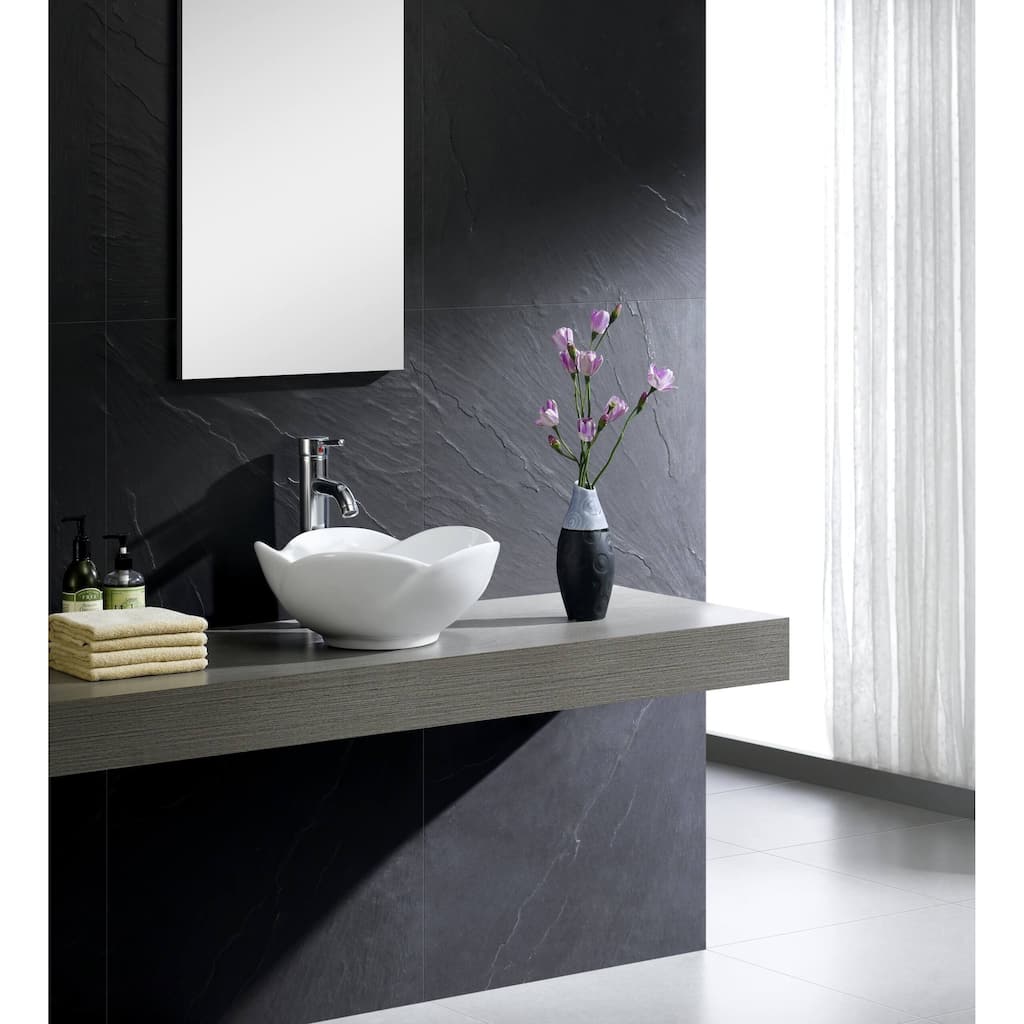 Fine Fixtures White Ceramic Chinaware 15.5-inch Vessel Sink