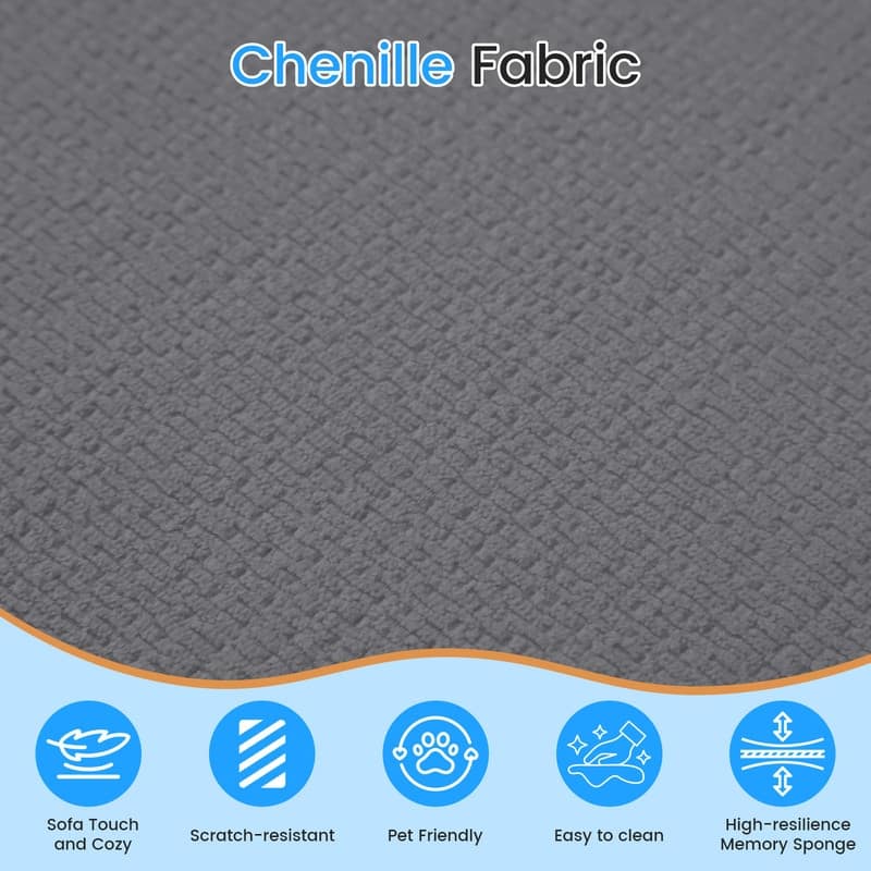 Mixoy 98 inch Chenille L Shape Sectional Sofa with Curved Chaise,Modern Cloud 3 Seater Sofa Couch