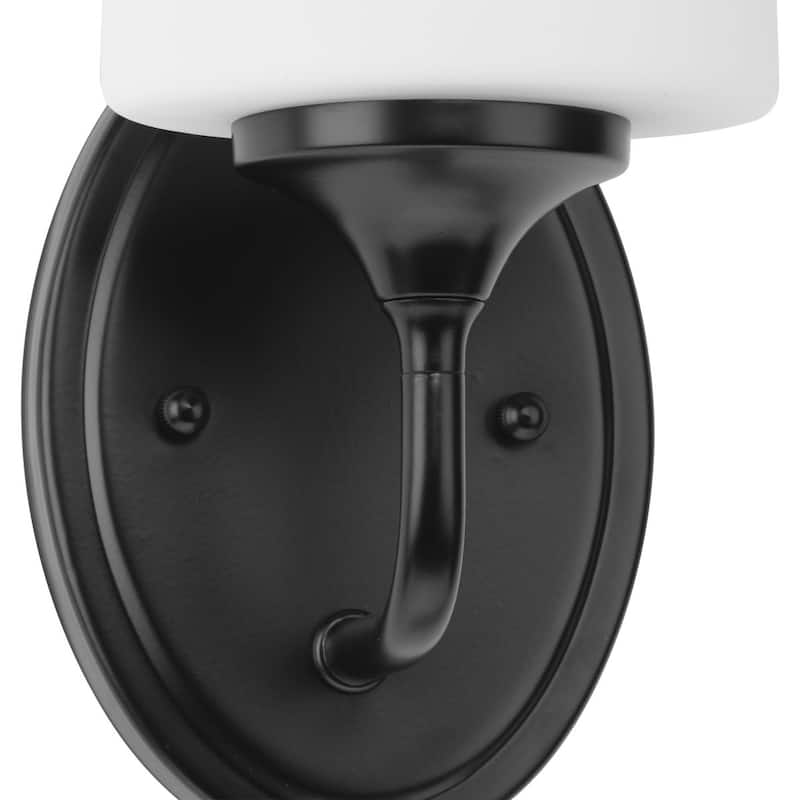 Lynzie Collection One-Light Matte Black Etched Opal Glass Modern Bath Vanity Light - 5.25 in x 5.625 in x 10.5 in