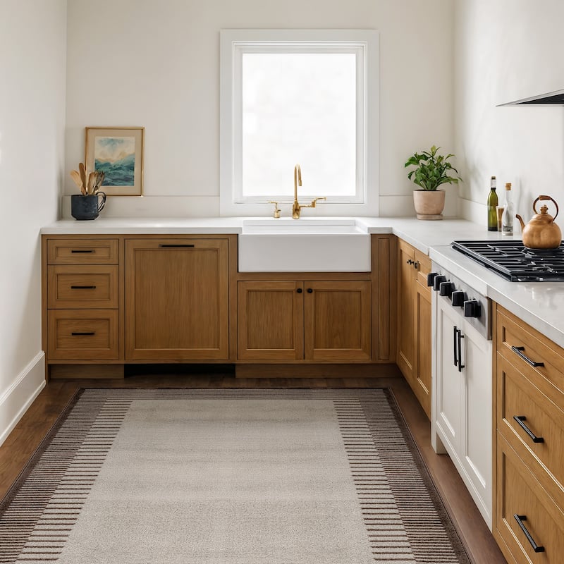 World Rug Gallery Modern Abstract Bordered Area Rug for Living Room, Bedroom, or Entryway - Low Pile Indoor Rug