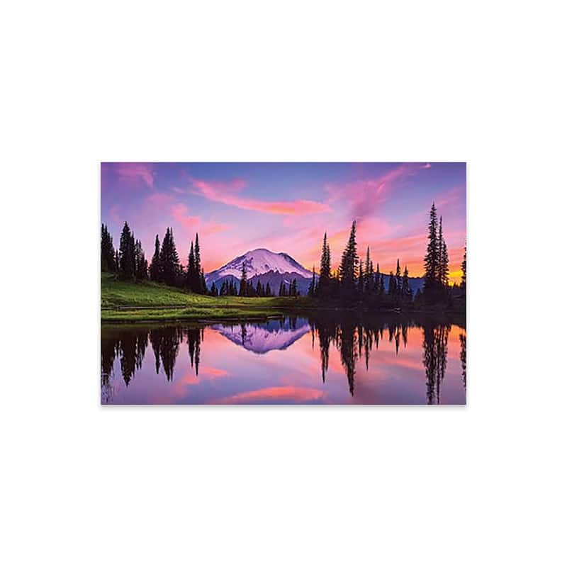 USA, Washington State, Mt. Rainier National Park. Tipsoo Lake panoramic at sunset. Print On Acrylic Glass by Jaynes Gallery - 16x24x0.25