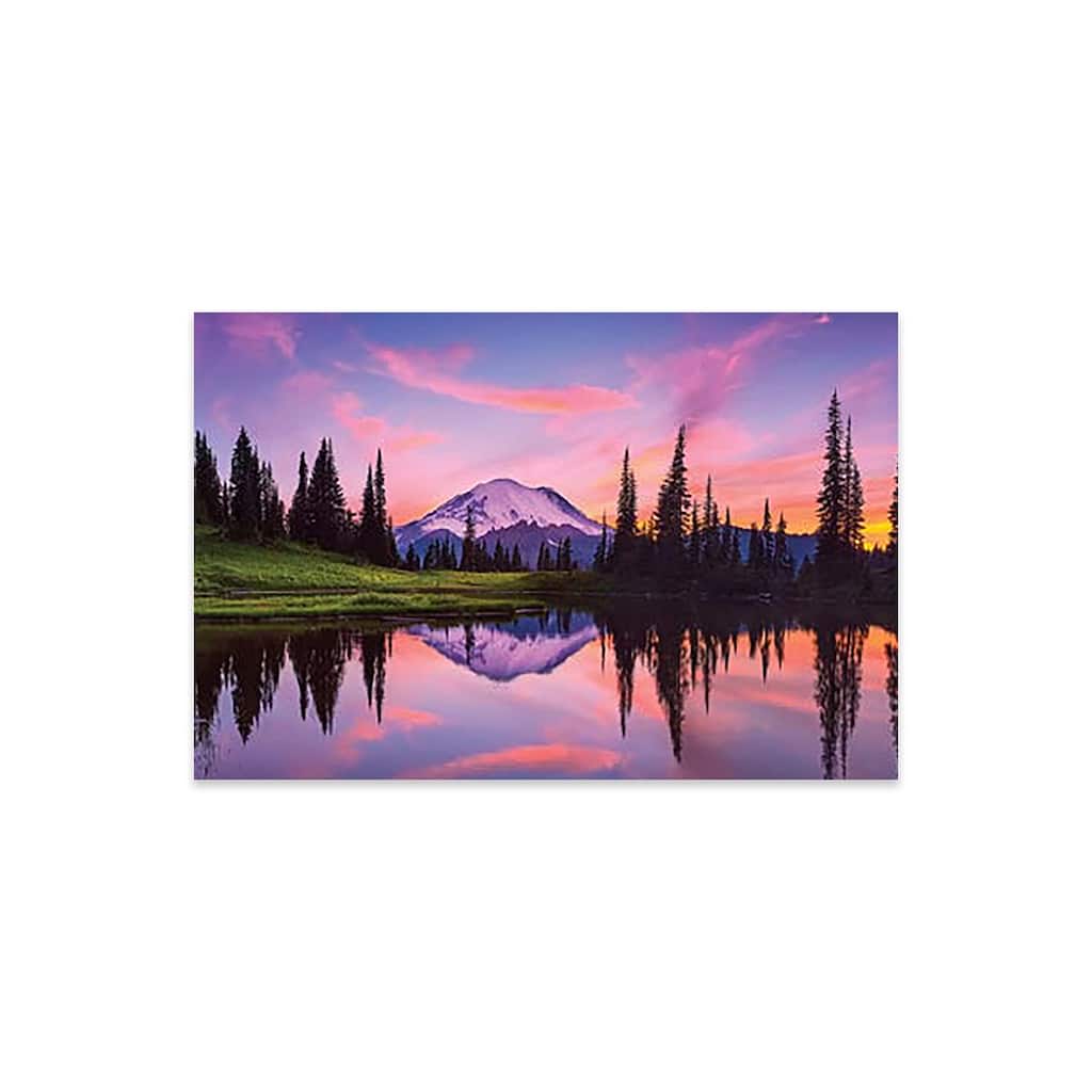 USA, Washington State, Mt. Rainier National Park. Tipsoo Lake panoramic at sunset. Print On Acrylic Glass by Jaynes Gallery