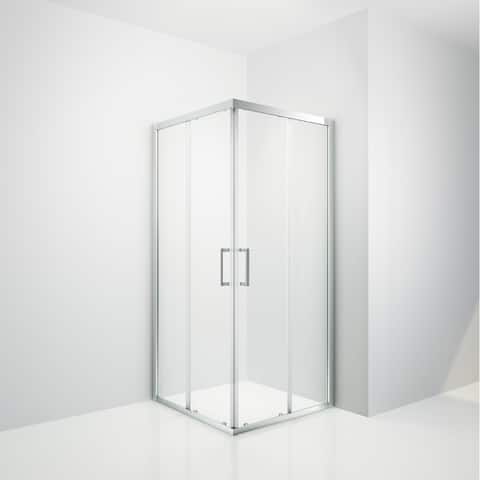W x 36 in. D x 76 in. H Square Shower Enclosure with Twin Sliding Doors - 36 in. D x 76 in
