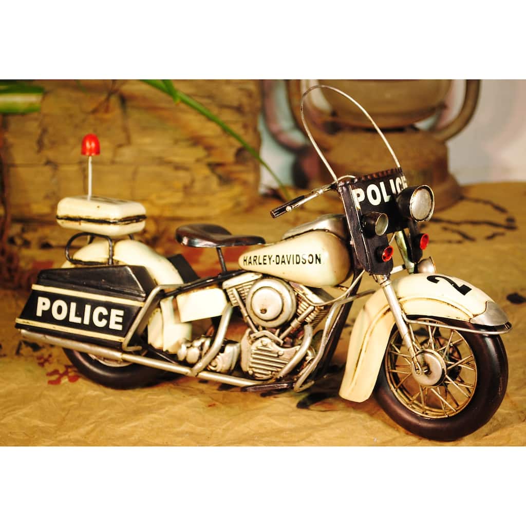 Decorative Police Motorcycle Collectible Artwork Hand Made Sculpture Decor