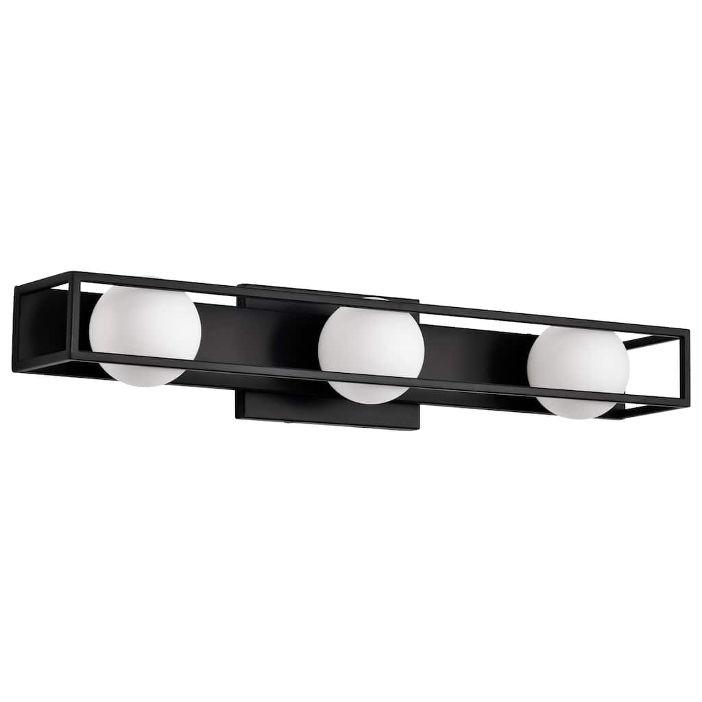Jenkins 24 Inch 3 Light LED Vanity Matte Black with Frosted Glass