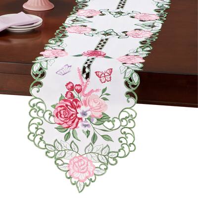 Embroidered Rose Floral Bliss Table Linens