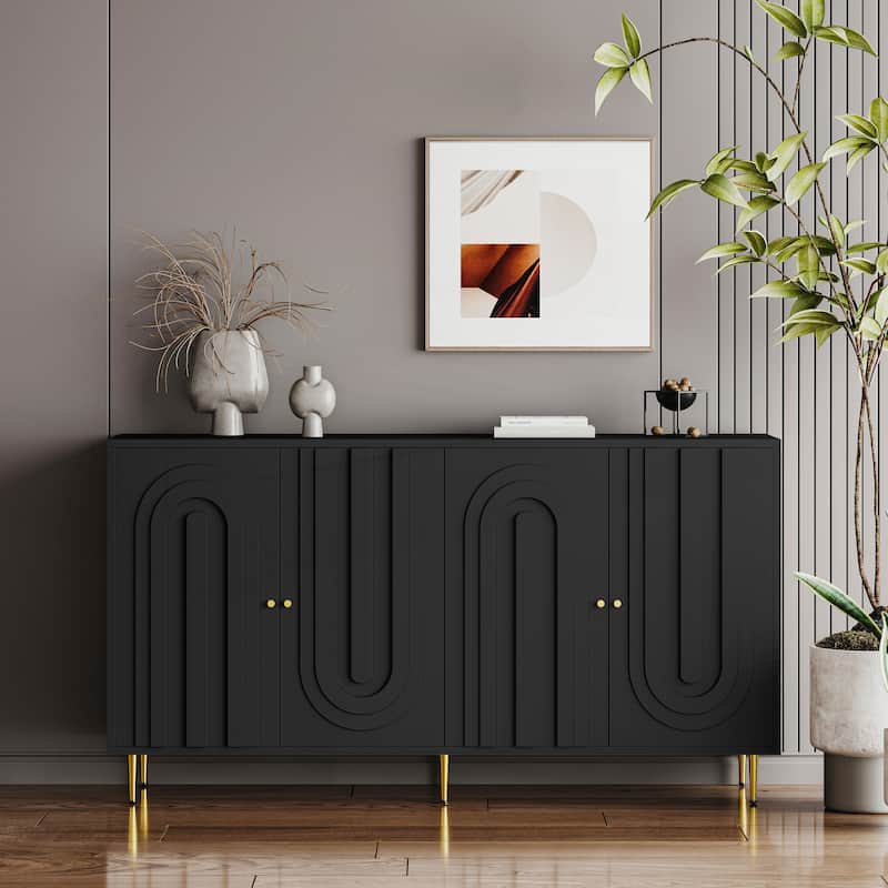 Modern 4 Door Wooden Cabinet Sideboard Buffet