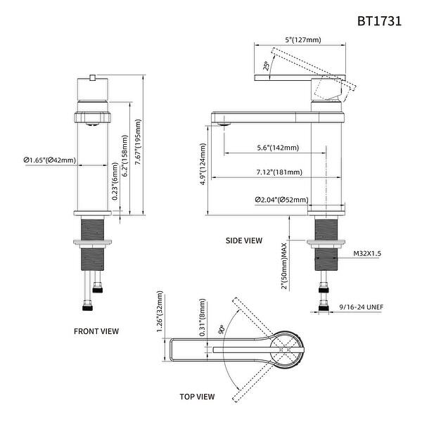 Single Handle Single Hole Brass Bathroom Faucet Set with Drainer 6" x