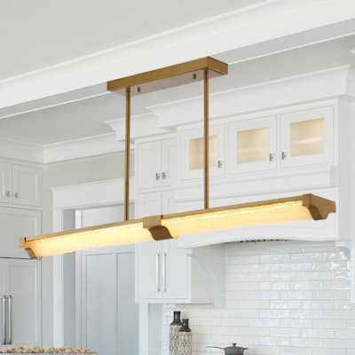 Perimost 50" Modern Gold Linear Glass LED Pendant Light