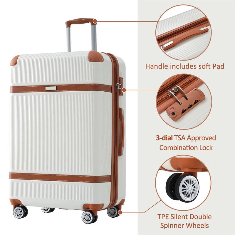 3 Piece Hardside Lightweight Luggage Sets with Double Spinner 8 Wheels and TSA Lock