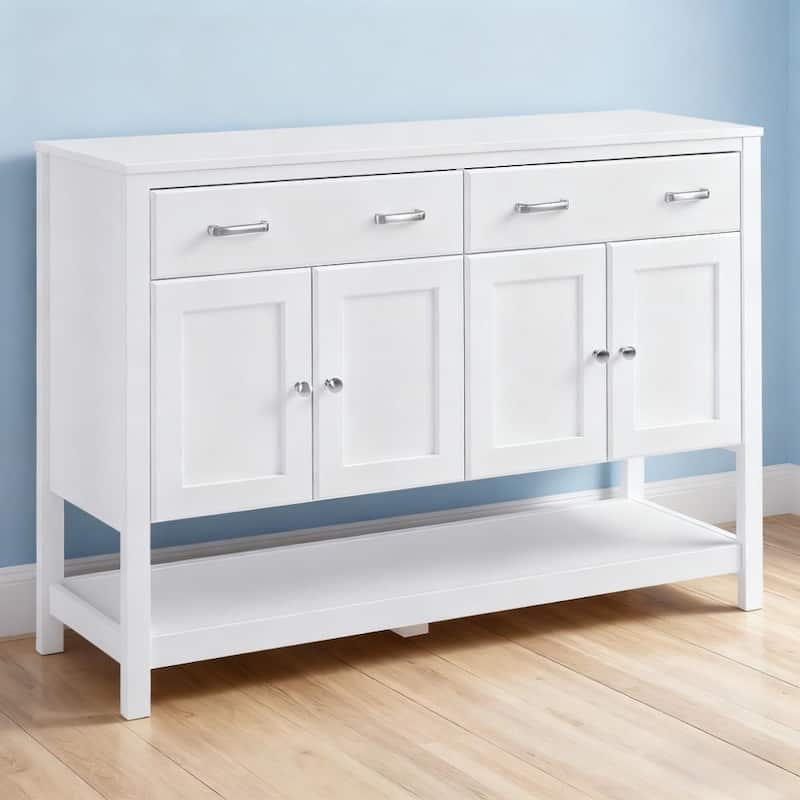 Sideboard 47" Coffee Bar Cabinet Accent Kitchen Cabinet for Living Room, White