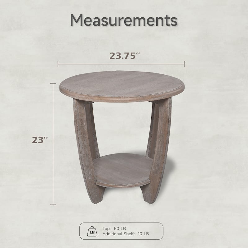 COZAYH Rustic Farmhouse End Table with Storage Shelf