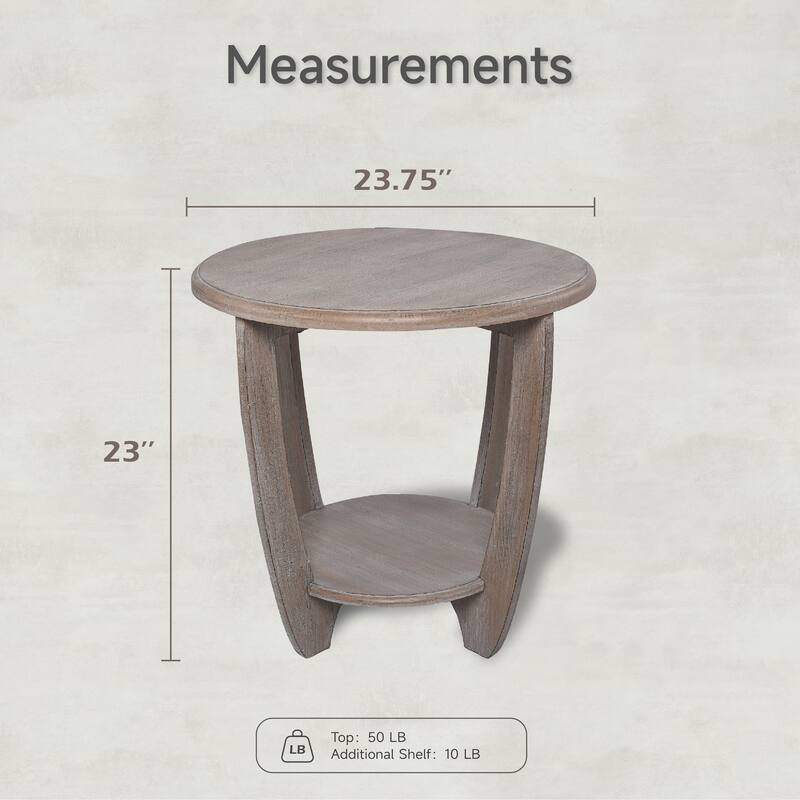 COZAYH Set of 2 Rustic Farmhouse end Table with Storage Shelf, French Country Accent Side Table , Vintage Grey Finish