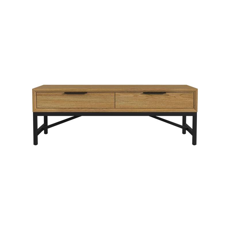 Newport 2-Drawer Wood Coffee Table, Natural Oak