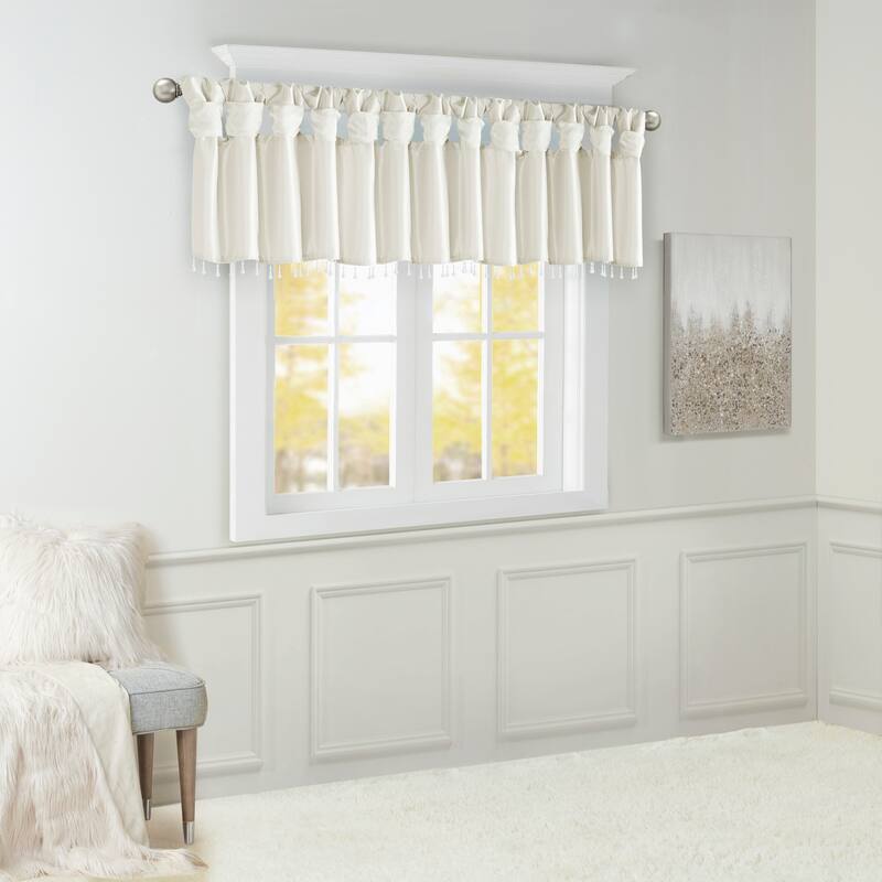 Madison Park Natalie Lightweight Faux Silk Valance with Beads - 50x26"