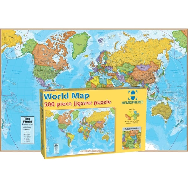 slide 2 of 2, Round World Products World Map Jigsaw Puzzle, 500 Pieces Multi - Kids